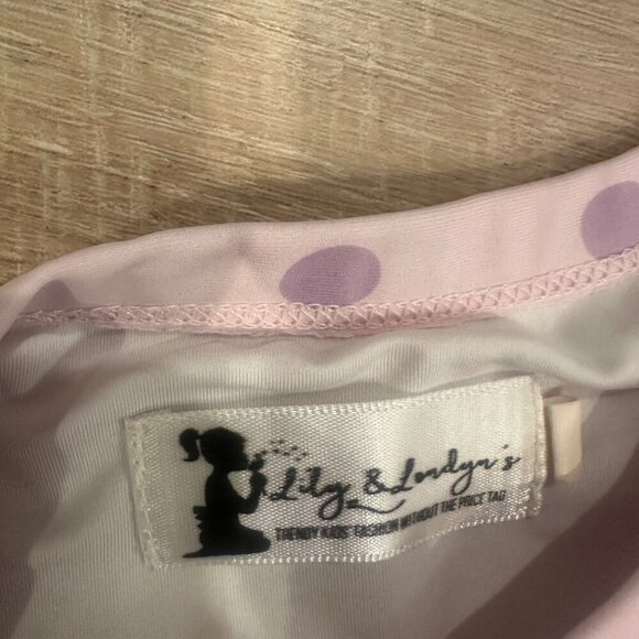 LILY & LONDYN'S PINK POLKA DOT SWIM SHIRT RUFFLE BOTTOM RASH GUARD SIZE 6 YEAR - Picture 3 of 6